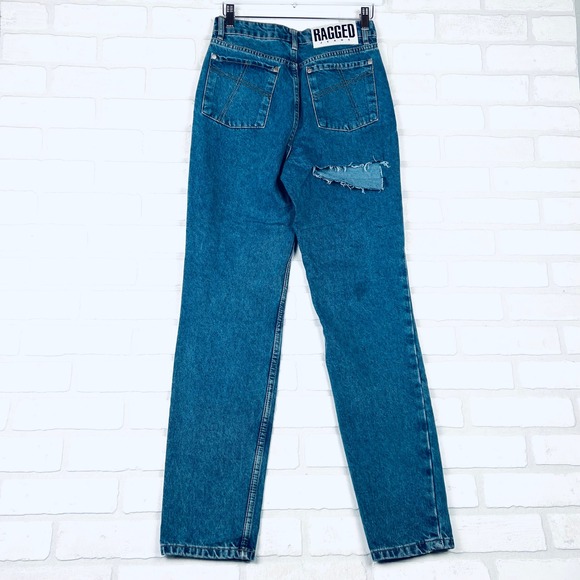 Ragged Jeans Women's Blue Denim High Waist Straight Leg Distressed Jeans Size 26 - Picture 8 of 16
